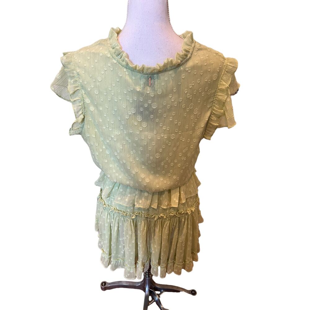 Misa LA Lillian Chiffon Smocked Tiered Mini Dress Honeydew S - Picture 6 of 10